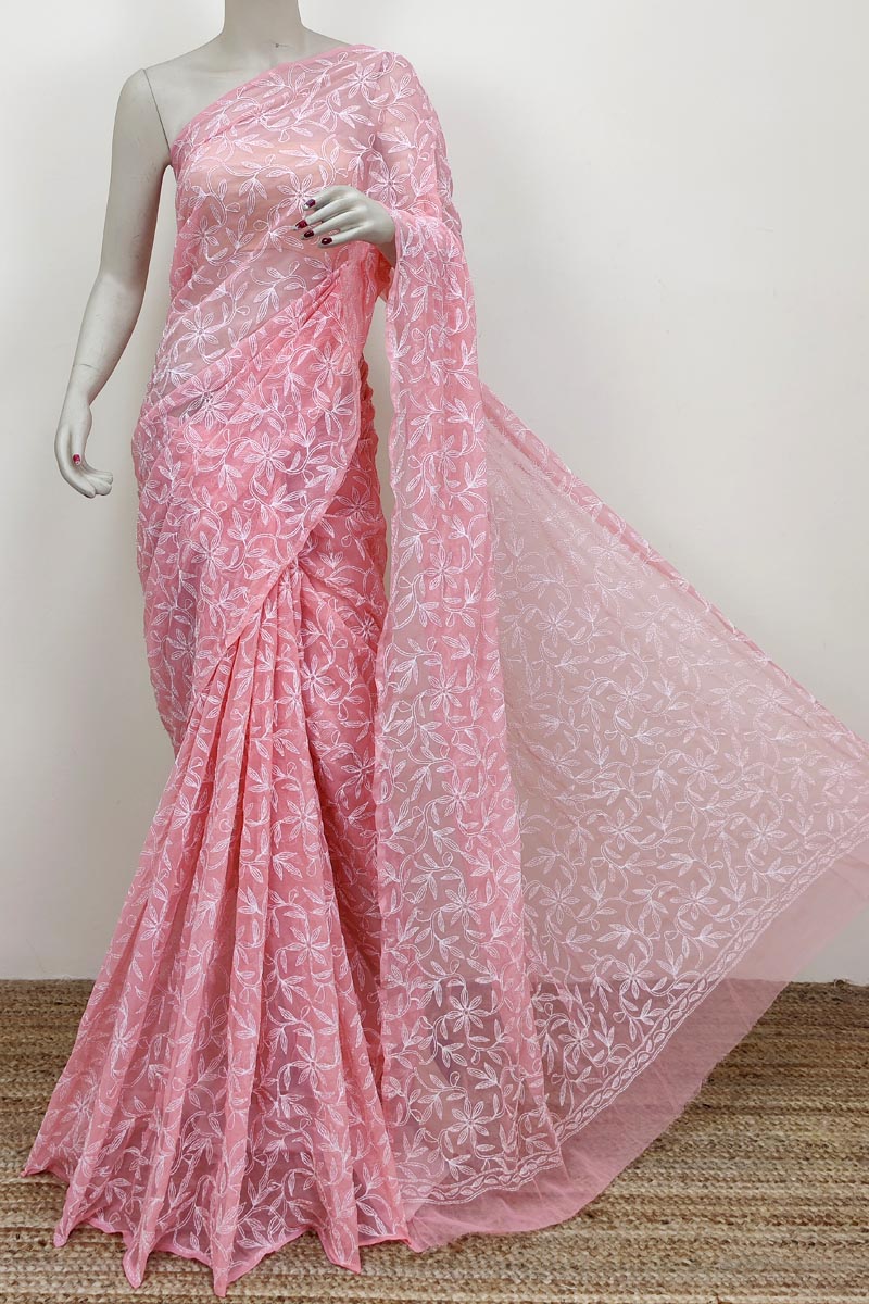 Peach Colour Georgette Allover Tepchi (saree With Blouse) Mc252579