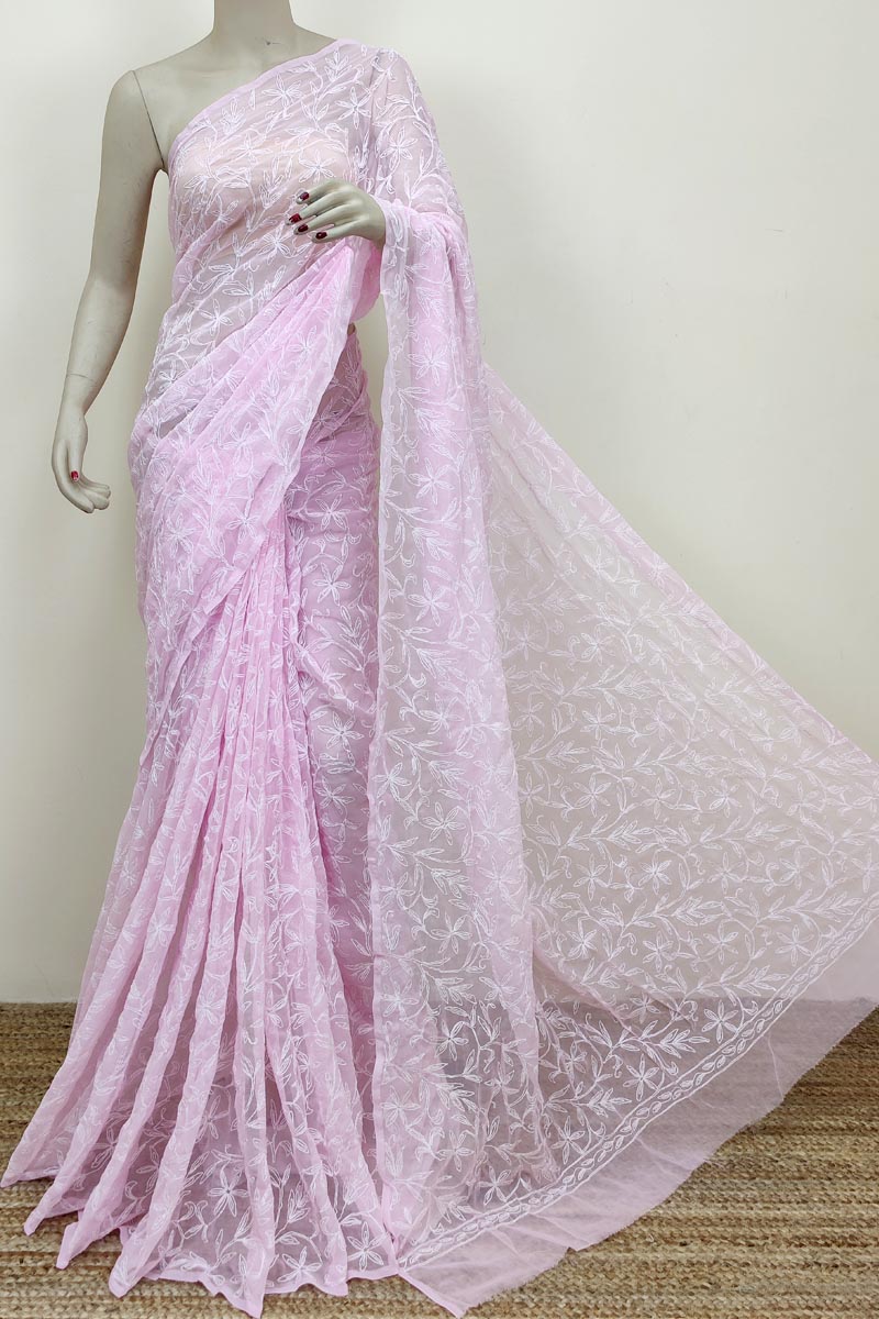 Babypink Colour Georgette Allover Tepchi (saree With Blouse) Mc252581