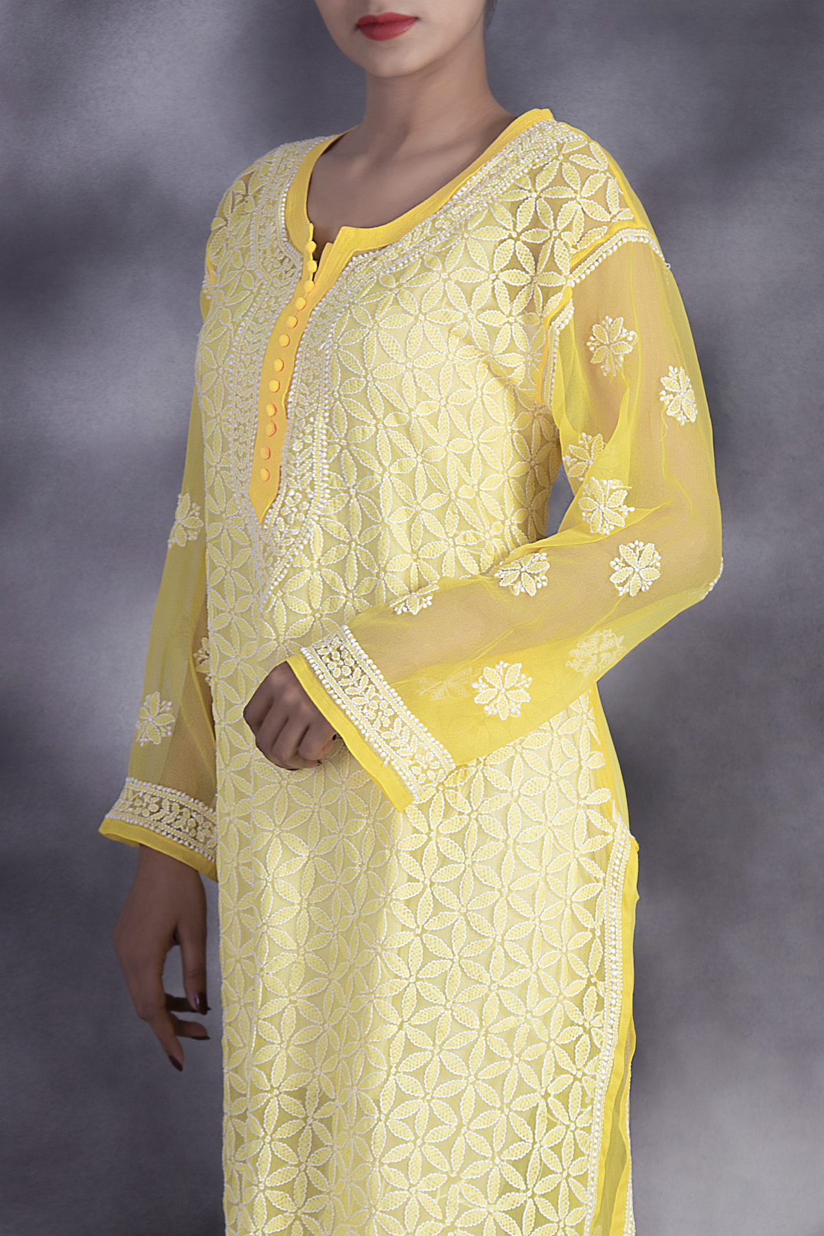 Women's Chikankari Georgette Unstitched Fabric | for Making Chikan Kurti,  Chikan Palazzo, Chikan Salwar, Chikan Gown,Multi Purpose Fabric etc. |  Premium Dress Material (6.0 MTR, Light Yellow) : Amazon.in: Clothing &  Accessories