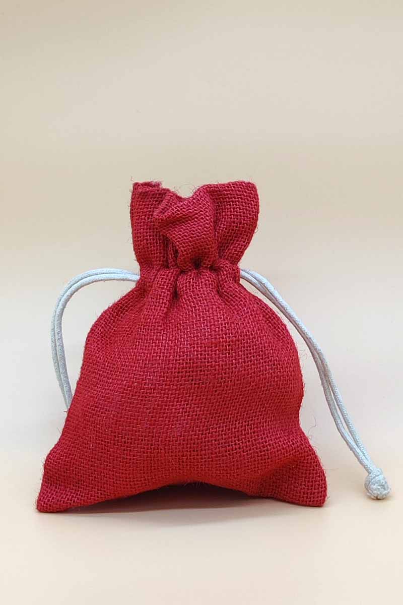 Red Colour beautiful jute potli bag - MC251246