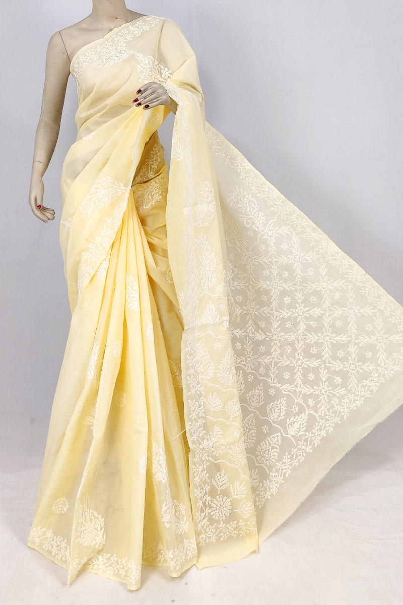Fawn Colour Cotton Chikankari Saree With Blouse Mc253192