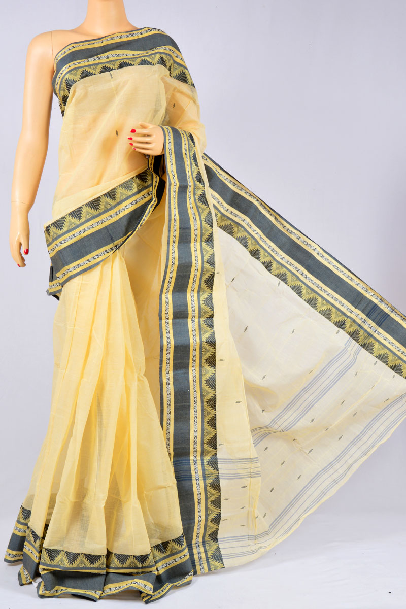Biege Color Bengal  Handloom Handwoven Pure Cotton Saree (without Blouse) - MY250158