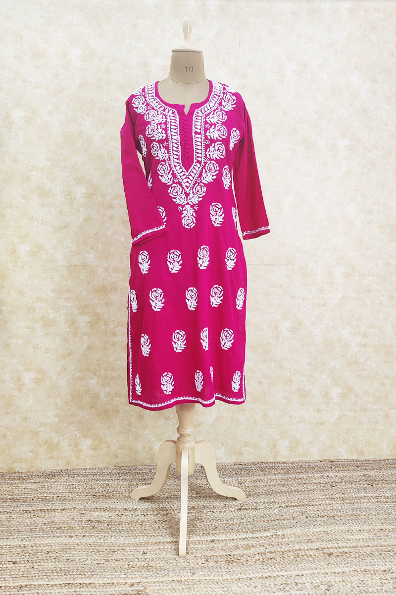 Red Chikankari Kurti at Rs.650/Piece in lucknow offer by INTERMESH SHOPPING  NETWORK PVT LTD